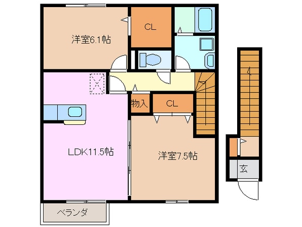 阿漕駅 徒歩34分 2階の物件間取画像